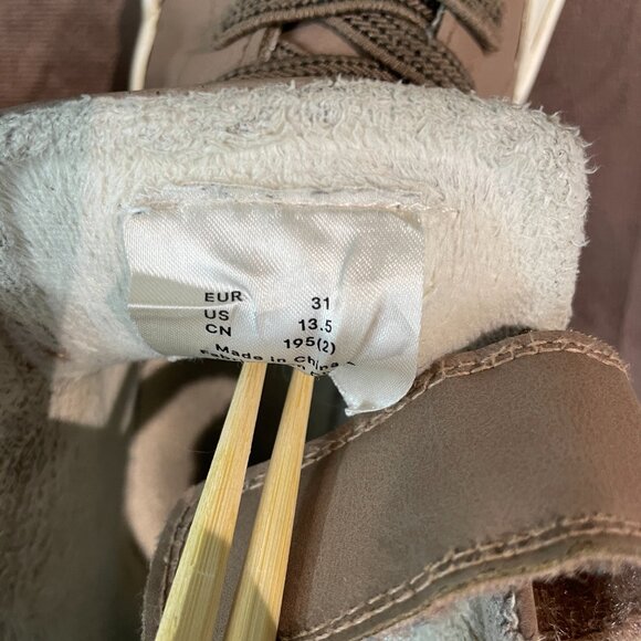 H&M Boys Beige Warm Lined High Top Velcro Slip On Shoes Size 13.5 (SKU: 103B) - Picture 8 of 8